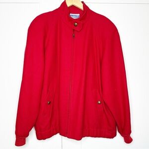 Vintage Pendleton Wool Bomber Jacket Red Oversized XL Zip Front Coat short warm